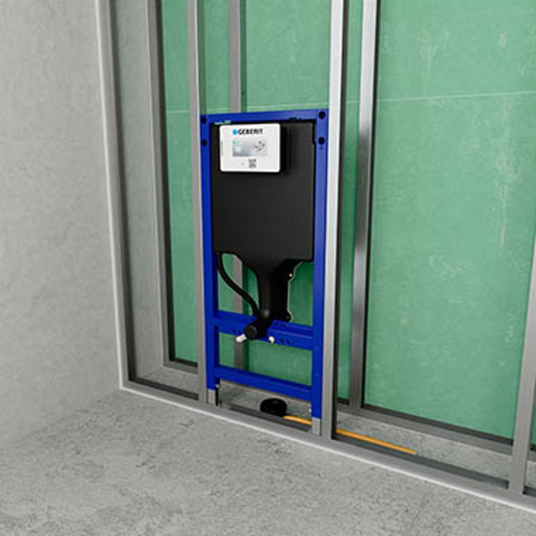 Fixturen placeras direkt mellan väggens reglar