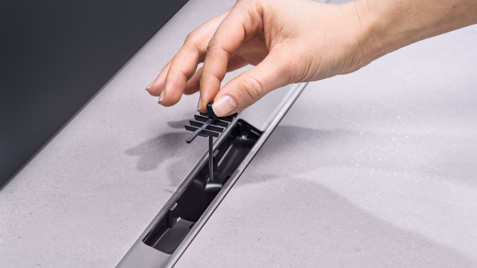 Kaminsats i Geberit CleanLine50 golvränna