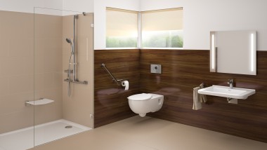 Ett nivåfritt badrum utan hinder på golvet