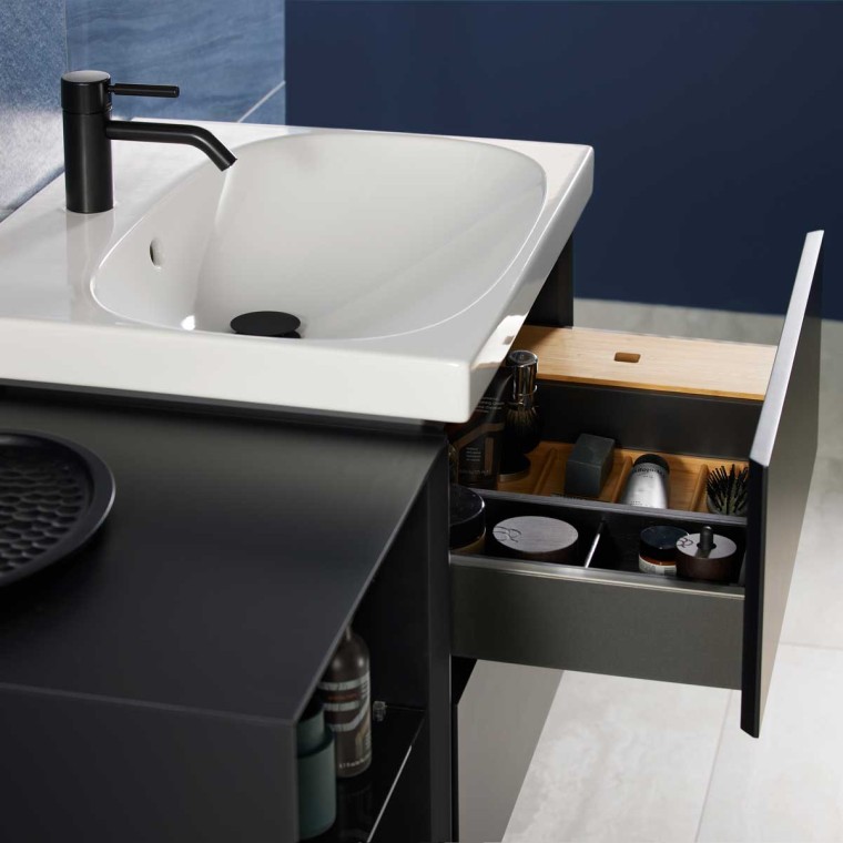 Mix & Match Geberit Acanto tvättställ med Geberit ONE underskåp utan utskärning för vattenlås Mix & Match Geberit Acanto tvättställ med Geberit ONE underskåp utan utskärning för vattenlås
