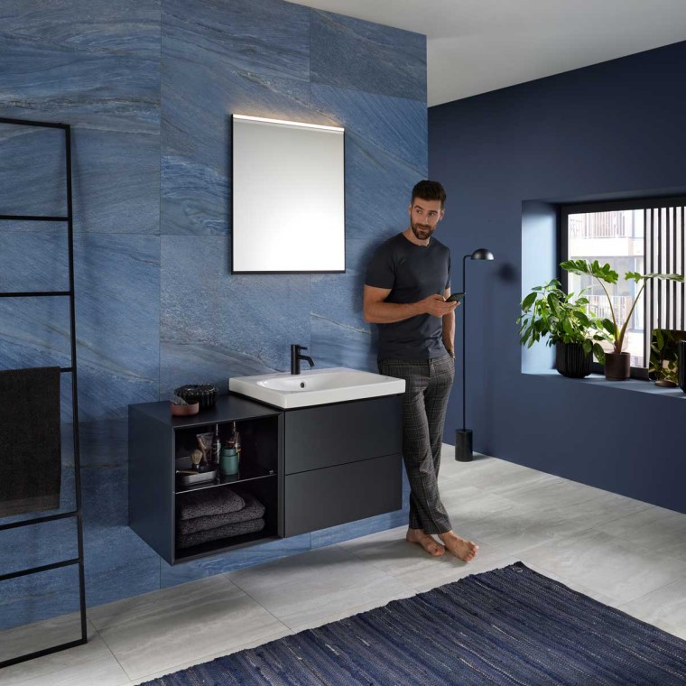 Mix & Match Geberit Acanto tvättställ med Geberit ONE underskåp och öppet sidoskåp Mix & Match Geberit Acanto tvättställ med Geberit ONE underskåp och öppet sidoskåp