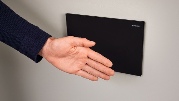 Geberit Sigma80 beröringsfri spolplatta i fyrkantig design