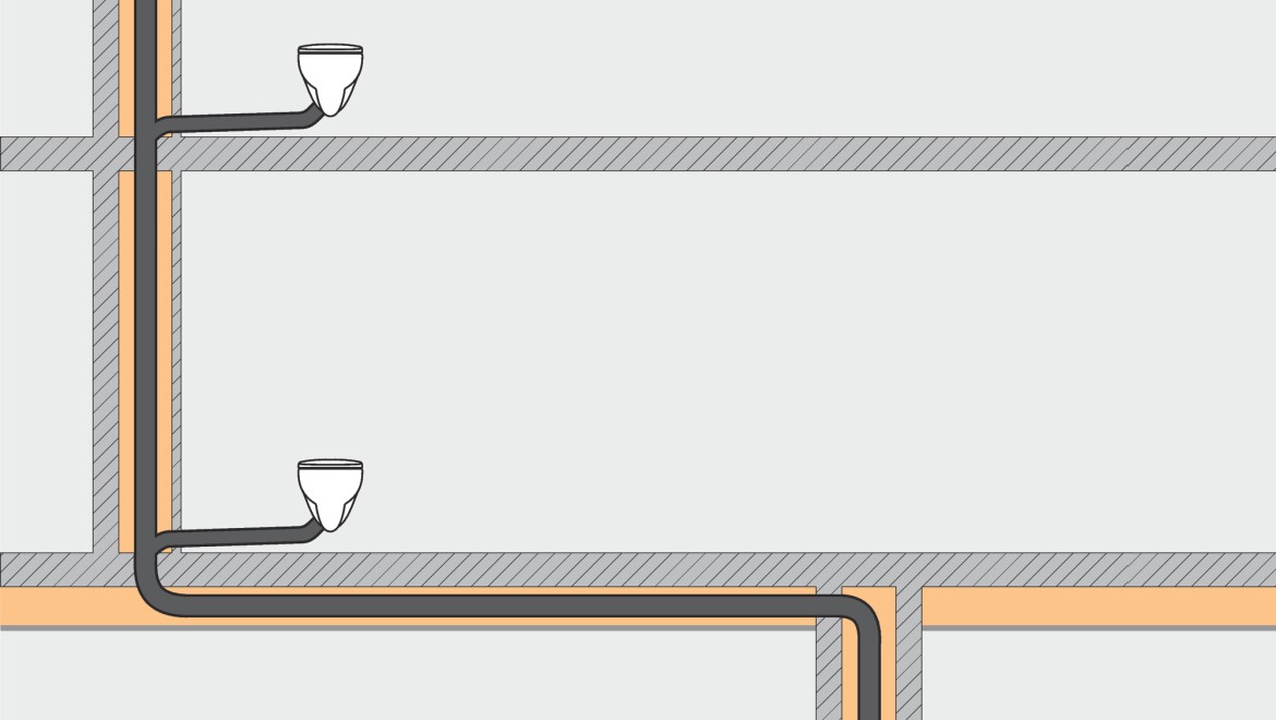 Avloppssystem som använder Geberit SuperTube kräver mindre utrymme och ger större frihet vid planeringen.