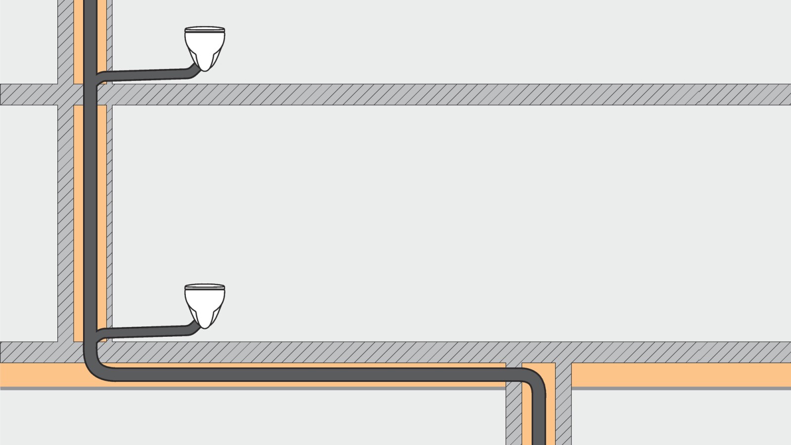 Avloppssystem som använder Geberit SuperTube kräver mindre utrymme och ger större frihet vid planeringen. Avloppssystem som använder Geberit SuperTube kräver mindre utrymme och ger större frihet vid planeringen.