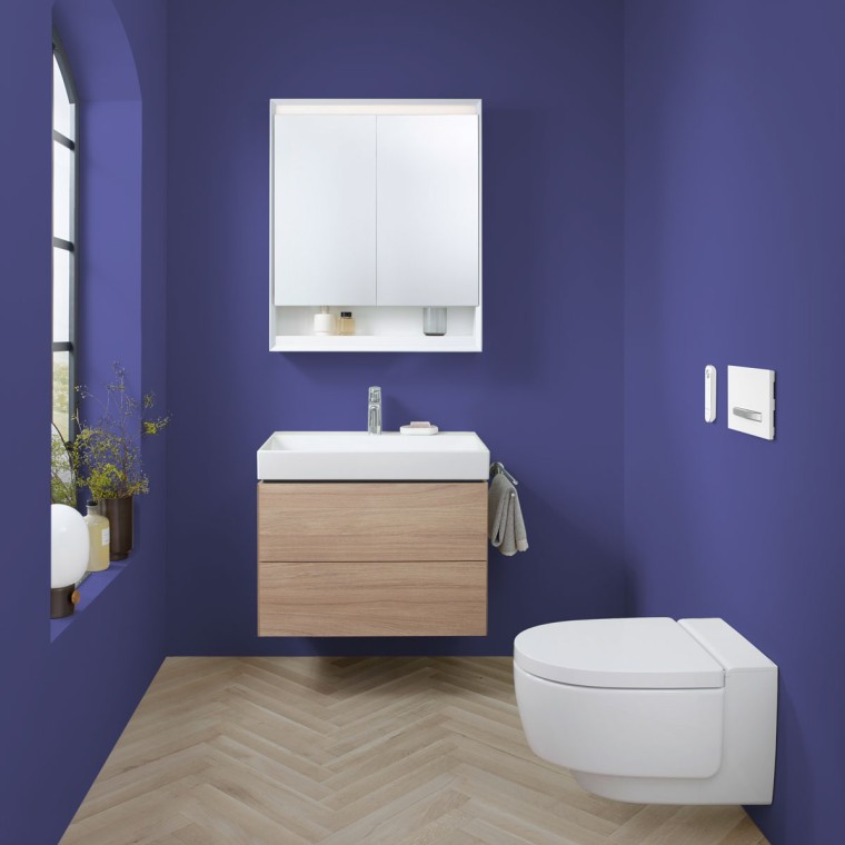 Ett litet tvättställ från Geberit badrumsserie