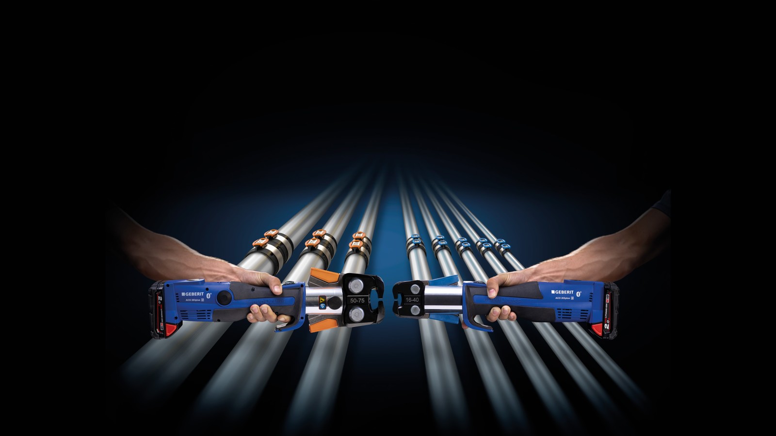 Färgkodad matchning av pressbacken till dimensioner av Geberit FlowFit kopplingar Färgkodad matchning av pressbacken till dimensioner av Geberit FlowFit kopplingar