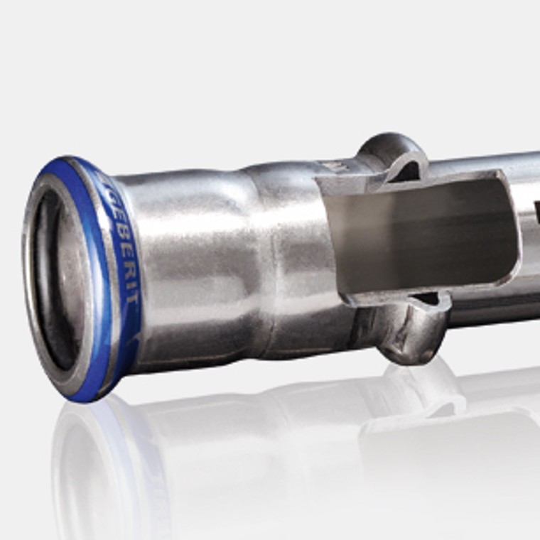 Tvärsnitt av Geberit Mapress Rostfritt stål systemrör och muff Tvärsnitt av Geberit Mapress Rostfritt stål systemrör och muff