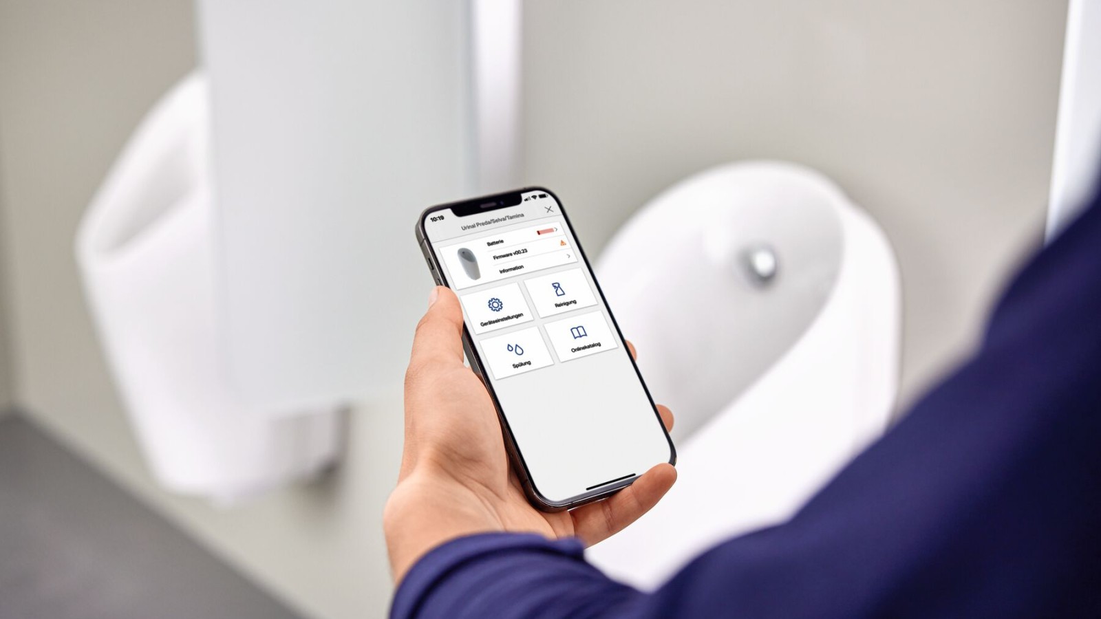 Geberit urinaler kan enkelt styras via Geberit Control app