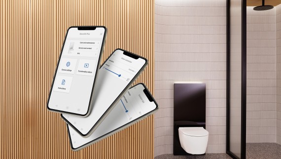 Geberit Home – för att styra Geberit Monolith Plus sanitetsmodul (© Geberit)