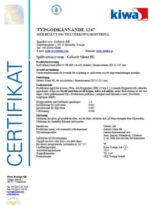 Typgodkännande Geberit PE Typgodkännande Geberit PE