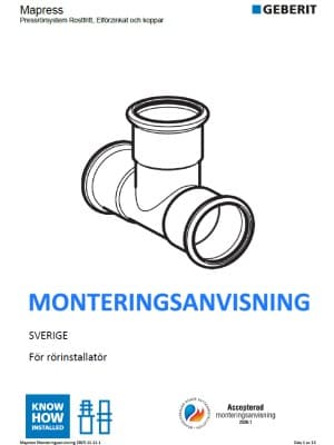 Geberit Mapress Monteringsanvisning Geberit Mapress Monteringsanvisning