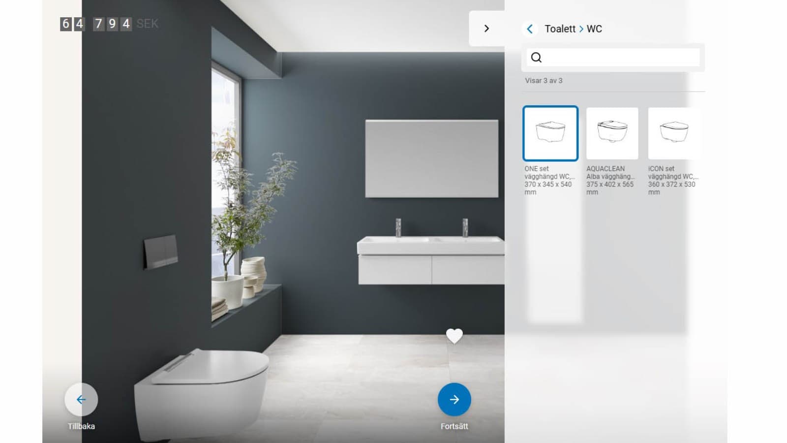 Välj toalettmodell med Geberit designverktyg Välj toalettmodell med Geberit designverktyg