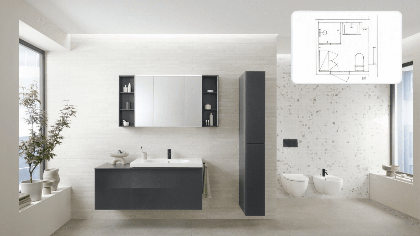 Geberit badrumsrenovering med planlösning