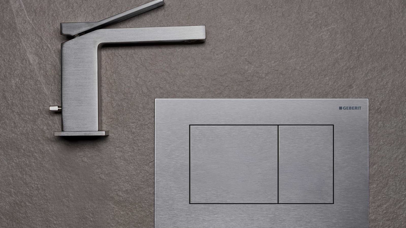 Geberit Sigma40 utmärker sig tack vare sitt tydliga, raka designspråk och passar perfekt till kantiga kranar