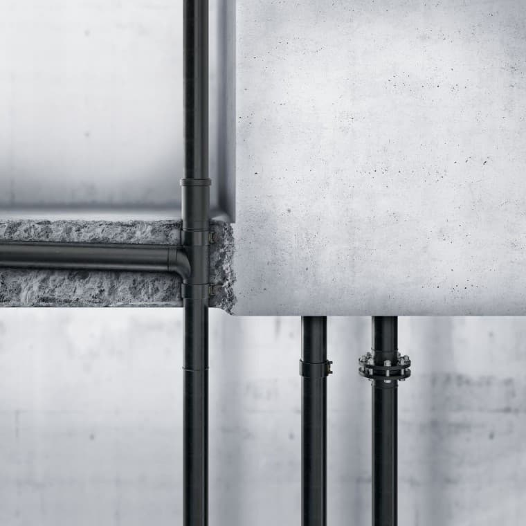 Geberit PE kan även gjutas in i betong Geberit PE kan även gjutas in i betong