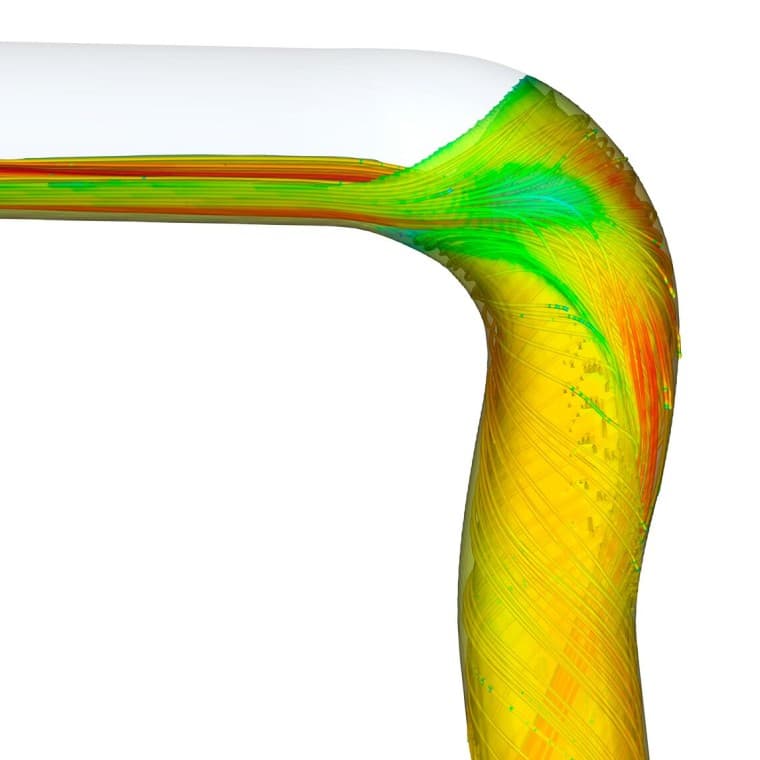 Flödessimulering med Geberit SuperTube BackFlip-böj Flödessimulering med Geberit SuperTube BackFlip-böj