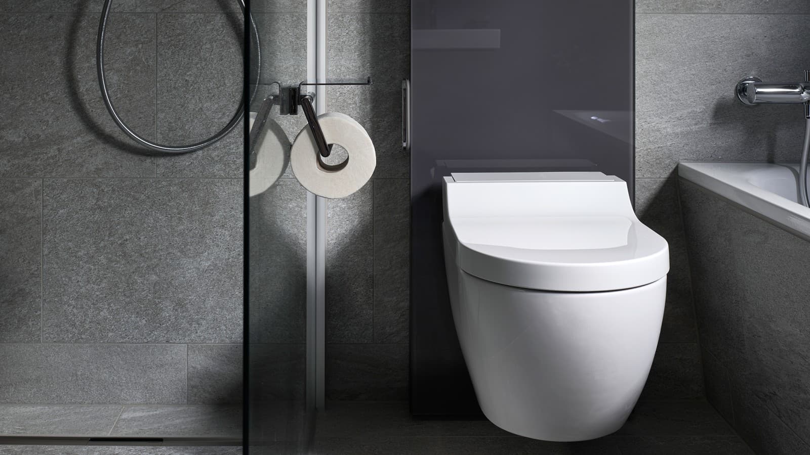 Geberit Monolith sanitetsmodul med Geberit AquaClean Tuma duschtoalett Geberit Monolith sanitetsmodul med Geberit AquaClean Tuma duschtoalett