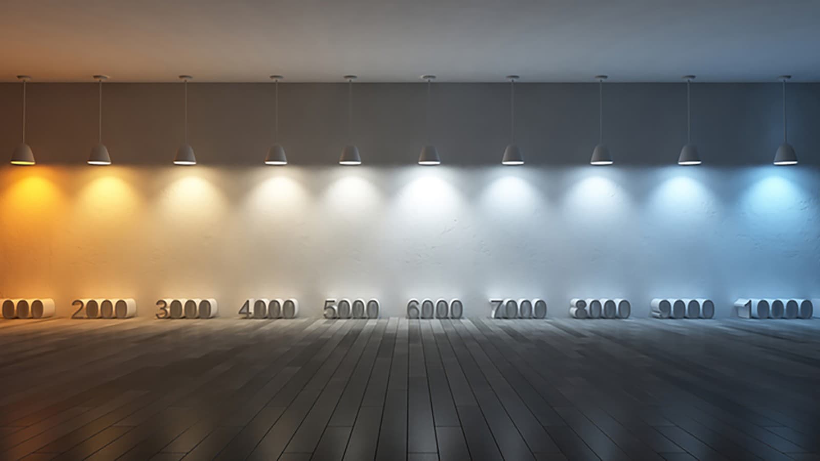 Illustration av färgtemperatur med olika kelvin-värden (© iStock.com/SuriyaKK) Illustration av färgtemperatur med olika kelvin-värden (© iStock.com/SuriyaKK)