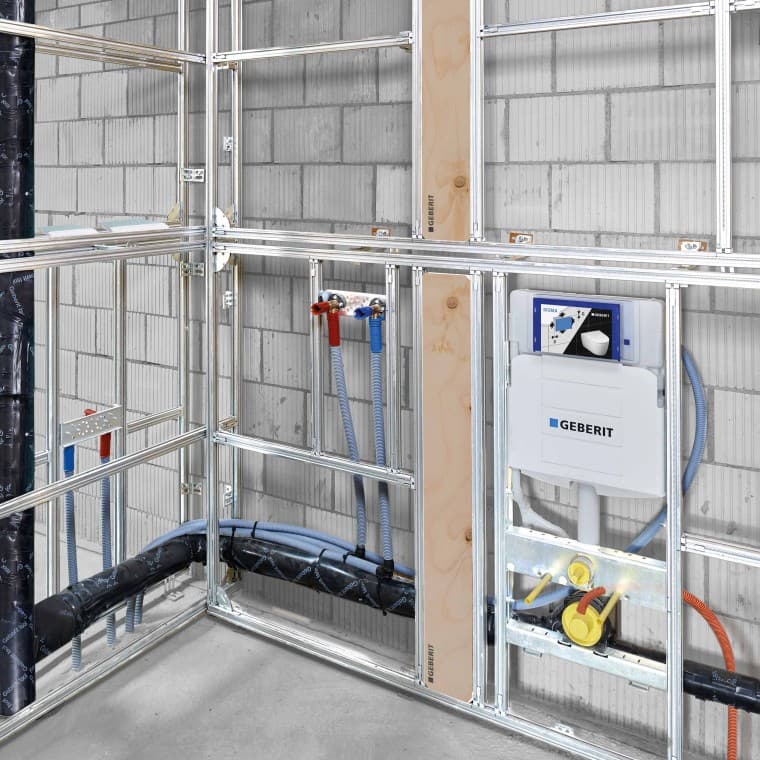 Prefabricerad Geberit GIS installationsmodul som även passar de ovanligaste konstruktionssituationerna. Prefabricerad Geberit GIS installationsmodul som även passar de ovanligaste konstruktionssituationerna.